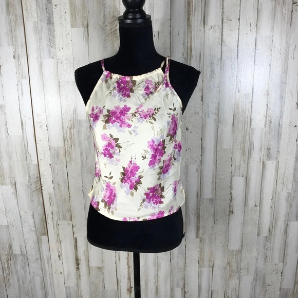 Ann Taylor 100% Silk Floral Tie Shoulder Tank Top - Picture 1 of 4